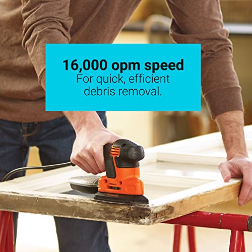 BLACK+DECKER Detail Sander, 1.2 Amp, 16,000 OPM, Compact Design, 3-Position Grip for Comfort, Includes Dust Collector, Corded (BDEMS600) BLACK+DECKER