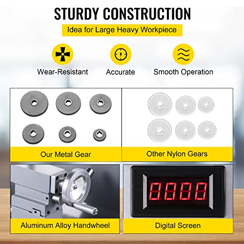 VEVOR Metal Lathe, 210x800 Mini Lathe Machine, 2500 RPM Variable Speed Change, 850W Precision Mini Lathe, Metal Working Lathe with Brushless Motor, VEVOR