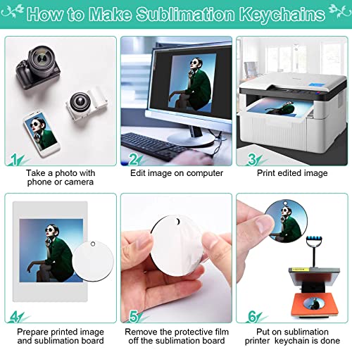 120Pcs Sublimation Keychain Blanks Bulk, DIY MDF 4 Shape Sublimation Blank Keychain with Keyrings, unisex-adult Double-Sided Printed Heat Transfer Acejoz