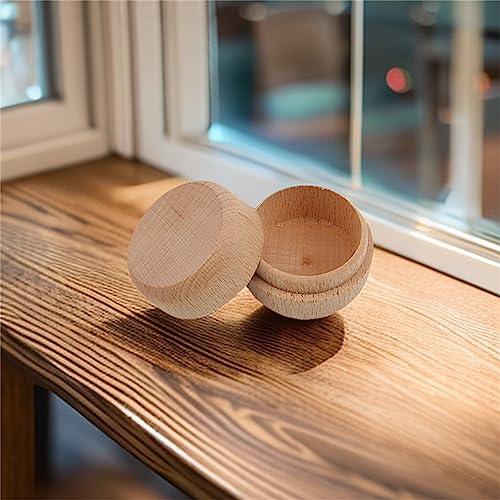 Mini Round Wooden Boxes,Portable Trinket Earrings Organizer,Wedding Ring Jewelry Bearer Boxes,DIY Craft Gift Case LZIYAN