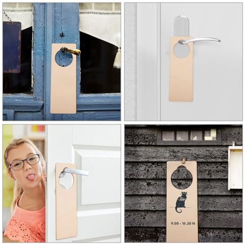 Operitacx 20Pcs Wood Door Knob Hanger Blank Wooden Door Knob Signs Cutouts for DIY Craft Unfinished Door Sign Direction Signs Operitacx