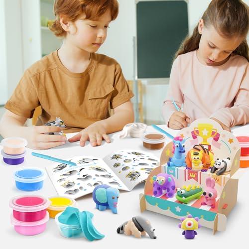 Drama Planet Air Dry Clay Kit for Kids - Comes with Instructional Guide Featuring 4 Scenes & 26 Projects Tutorials, 18 Cans of Modeling Clay, Drama Planet