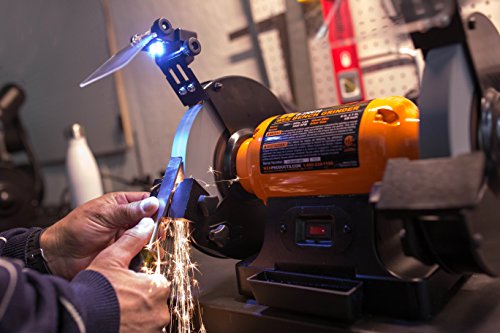 WEN BG4282 4.8-Amp 8-Inch Single Speed Bench Grinder with LED Work Lights, 14 x 10 x 11.75 inches, Black and Orange WEN