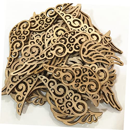 Christmas Wood Angel Wings 80pcs Mini Chips Gift Stuff Wooden Angel Wings Cutouts Angel Crafts Unfinished Round Blank Wood Bamboo CD Paper Cut Amosfun