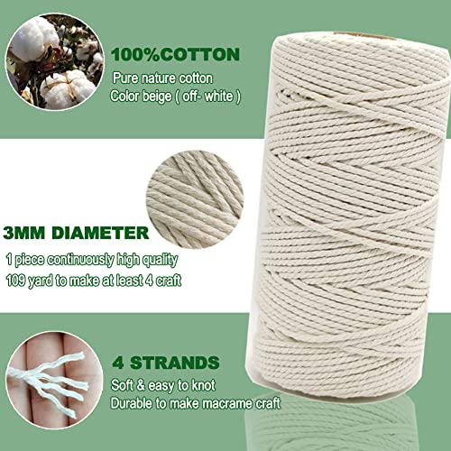 Ewparts Easy Macrame Kits for Adults Beginners Supplier Wood Beads,Rings,Wooden Dowel for Macrame Plant Hangers,Macrame Wall Hanging with Instruction Ewparts