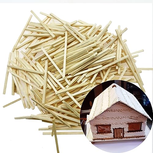 Cayway 300 Pieces Miniature Wood Sticks Wooden Dowels Unfinished Hardwood Strips Natural for DIY Crafts Model Making Production of Railing Cayway