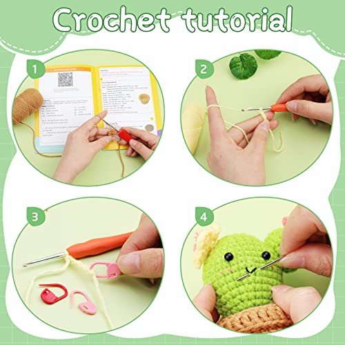 WONVOC Crochet Starter Kit, Crochet Kit for Beginners, Beginner Crochet Kit for Adults, with Crochet Hooks, Yarn, Polyester Fiber, Stitch Markers, WONVOC