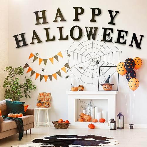 AOCEAN 10 inch Black Wood Letters Unfinished Wood Letters for Halloween Decorative Standing Letters Slices Sign Board Decoration for Craft Home Party AOCEAN