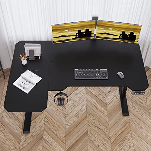 Jceet Adjustable Height L-Shaped 59 Inch Electric Standing Desk - Sit Stand Computer Desk, Stand Up Desk Table for Home Office, Black Frame and Top Jceet