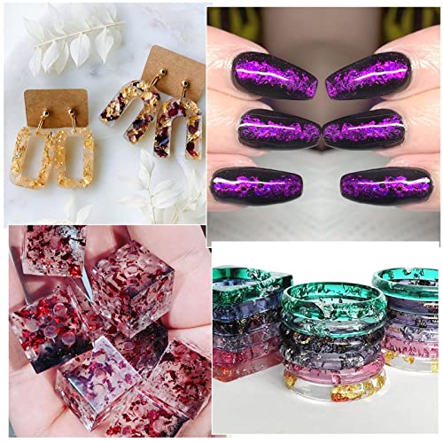 Mingjieus Gold Foil Flakes, 24 Color, Metallic Foil Flakes, Gilding Flakes, Gold Leaf Flakes, Gold Flakes for Resin, Nails, Painting, Crafts Mingjieus