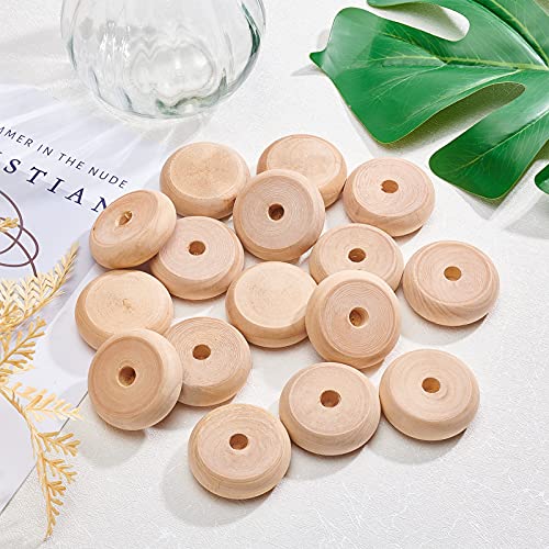 OLYCRAFT 16pcs Wood Craft Wheels 1.9 Inch Unfinished Wooden Wheels Classic Axle Hole Natural Wooden Crafts Small Car Accessories for Arts & Crafts, OLYCRAFT