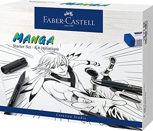 Faber-Castell 167132 PITT Artist Manga Drawing Pens, Black,4-Pack,Shades of  Gray,8-Pack (