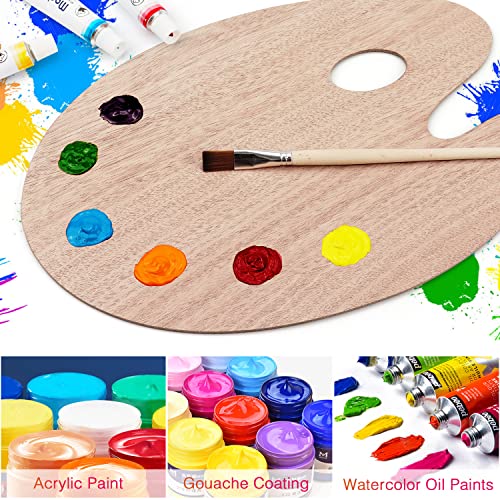 Wooden Paint Palette Paint Tray Palettes for Acrylic, Painting Palette Art Pallet for Painting, Thumb Holder Trays for Artist, 1 PCS Tamaki