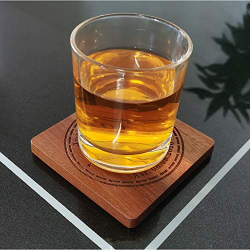 Personalized Coasters, Custom Engraved Wood Coasters for Drinks, Monogram Coasters with Holder, Wedding Gifts, Parents Gifts (M) Mojia