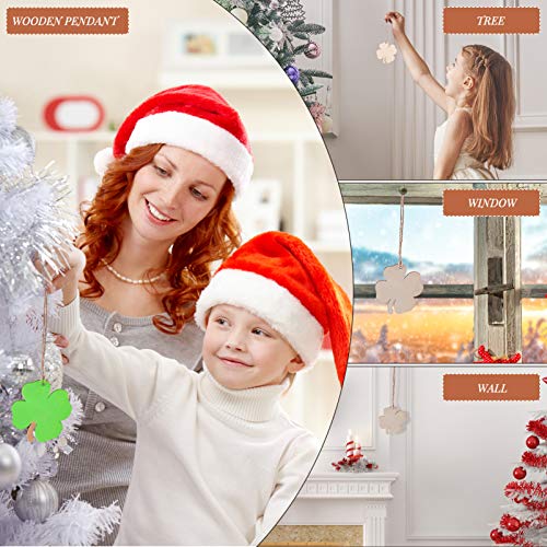 PRETYZOOM 20pcs St. Patricks Day Wood Shamrock Cutouts Clover Shape DIY Making Crafts Hanging Adornments St. Patricks Party Decoration PRETYZOOM