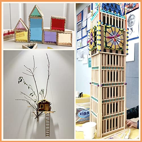 Benvo 100 Pieces Balsa Wood Sticks Square Wooden Dowels Unfinished Hardwood Strips Natural Long Woodcraft Sticks Batons for DIY Crafts Model Making Benvo