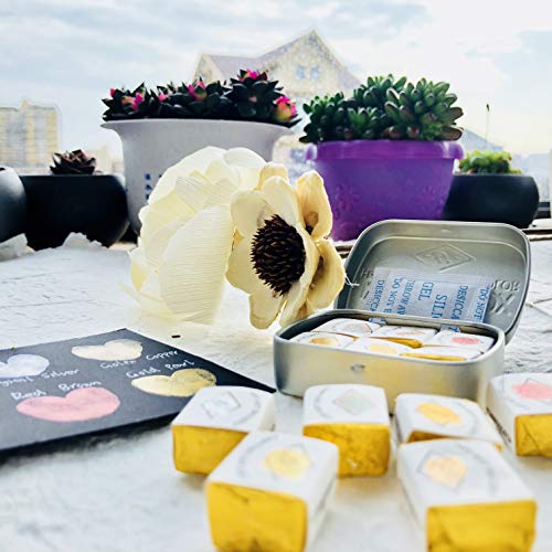 Csy Art Supplies Handmade Watercolors Paint Set - 6 Metallic Gold Colors Half Pans Glitter Solid Water Color- Metal Case Sparkle Pearlescent CSY art gallery