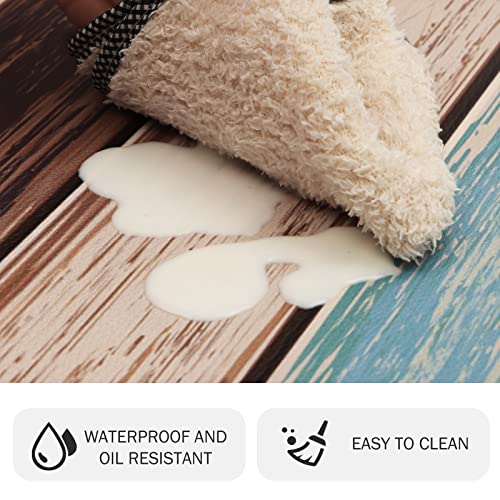MAYHMYO Kitchen Rug Anti Fatigue Kitchen Mat Cushioned Farmhouse Kitchen Rugs Non Skid Waterproof Kitchen Rugs and Mats Retro Rustic Wood Texture MAYHMYO