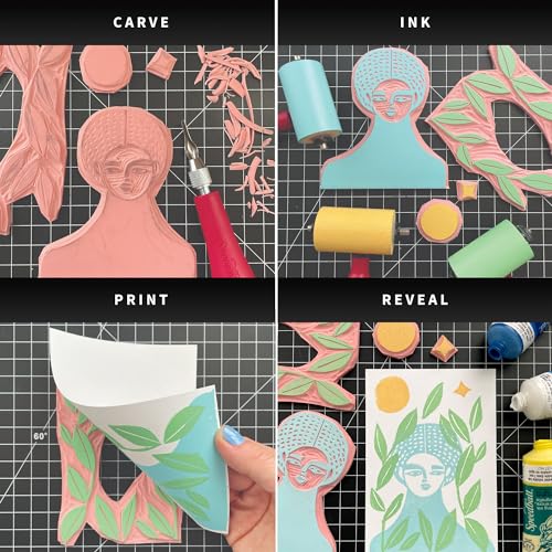 Speedball Water-Soluble Block Printing Ink Starter Set, 6 Bold Colors with Satin Finish, 1.25-Ounce Tubes Speedball