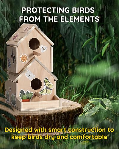 SainSmart Jr. Bird House Kit for Kids to Build and Paint - Art Craft Wooden Toys - Unfinished Wood Crafts with Stickers - Woodworking Crafts for SainSmart Jr.