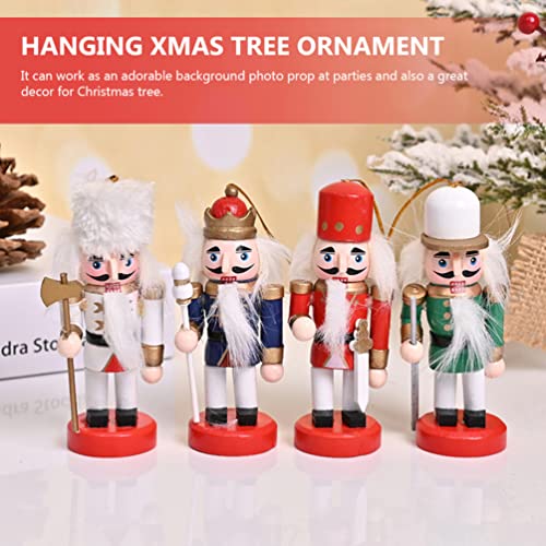 PartyKindom 4pcs Nutcracker Xmas Party Props Xmas Decorations Unfinished Wood Crafts Christmas Soldiers Xmas Style Pendants Xmas Supplies Puppets PartyKindom