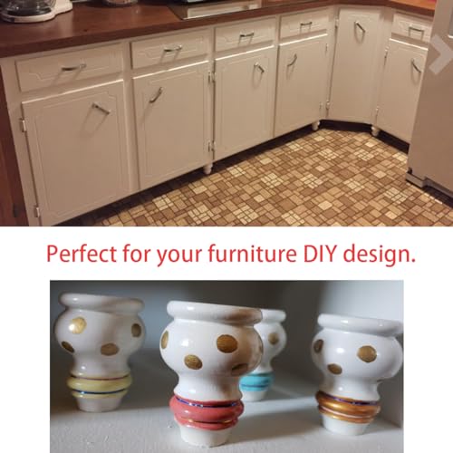 Btibpse 3" Tall Solid Wood Furniture Legs Unfinished Bun Feet for Cabinet Sofa Ottoman TV Stand Loveseat Dresser Set of 4 Btibpse