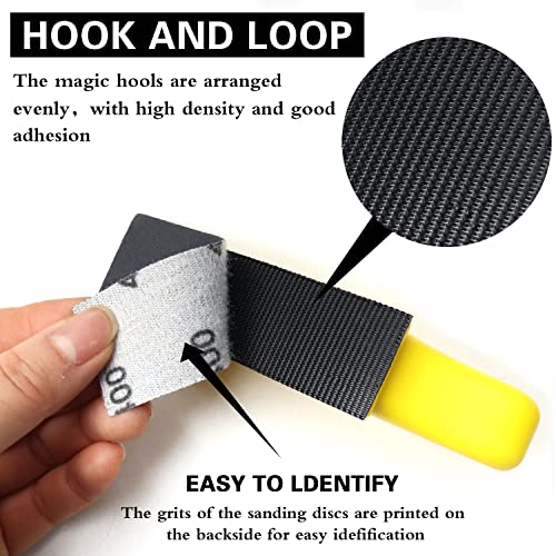 60 Sheets Micro Detail Sander Paper Kit,3.5”x 1”Hand Sanding Block for Small Projects Wet Dry Hook & Loop Silicon Carbide 80 to 400 Grit Sandpaper MAXMAN