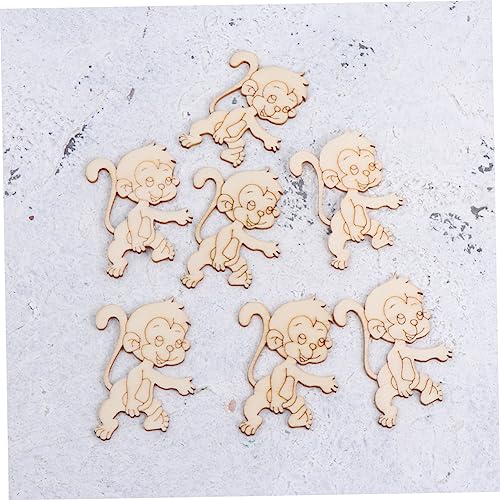 COHEALI 40 Pcs Wood Letters Crafts Wooden Ornaments Unfinished Xmas Table Centerpieces Unfinished Wood Monkey Cutout Shapes Table Top Decor DIY COHEALI