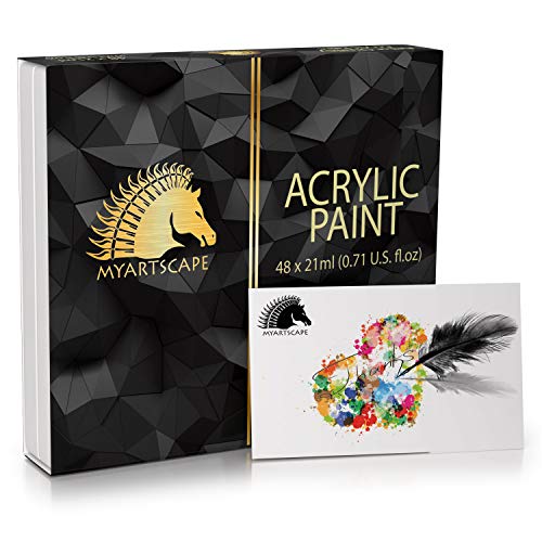 MyArtscape Acrylic Painting Tubes Set - 48 x 21ml - Lightfast - Heavy Body - Rich Pigments - Vibrant Colors - Professional Art Supplies - Artist MyArtscape