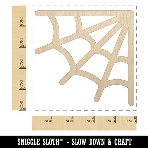 Corner Spider Web Unfinished Wood Shape Piece Cutout for DIY Craft Projects - 1/8 Inch Thick - 4.70 Inch Size Sniggle Sloth