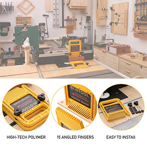 BI-DTOOL Featherboards, Adjustable Woodworking Safety Device Feather-Loc for Table Saws Band Saws Router Tables Fences Woodworking Tools, 6.3 Inch BI-DTOOL