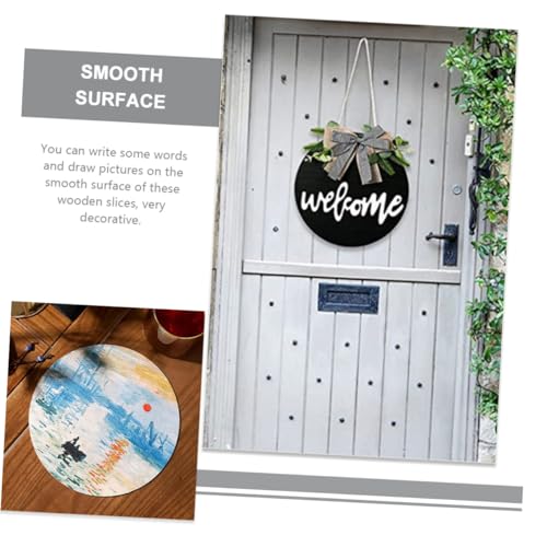 BESPORTBLE 5pcs Wooden Blank Hanging Tag Unfinished Wood Cutout Wooden Log Slices Wooden Rounds Board DIY Wooden Door Plaque Xmas Wall Plaque Tree BESPORTBLE