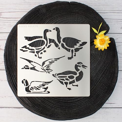 Aleks Melnyk No.477 Metal Stencil, Geese, Ducks, Poultry Farm, Birds, Animals, Canada Goose. Small Stencil, 1 PC, Template for Wood Burning, Aleks Melnyk