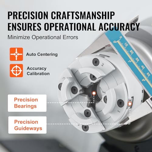 VEVOR KP2-3/4 Lathe Chuck, 4-Jaw 2.75" Diameter, Metal Lathe Chuck Turning Machine Accessories, Self-centering Tool, for Lathe, Precision Machining, VEVOR
