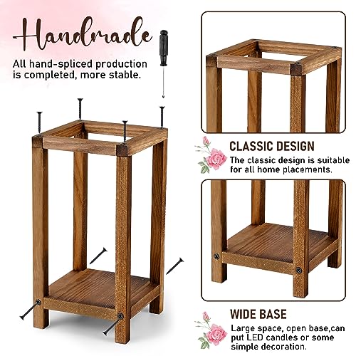 Soaoo 24 Pcs Wooden Candle Lantern Wedding Centerpiece for Table Rustic Wood Lantern Candle Holder Farmhouse Candle Lantern for Christmas Soaoo