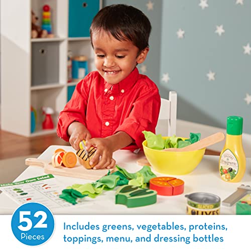 Melissa & Doug Slice and Toss Salad Play Set – 52 Wooden and Felt Pieces , Green - Pretend Food, Kitchen Accessories For Kids Ages 3+ Melissa & Doug