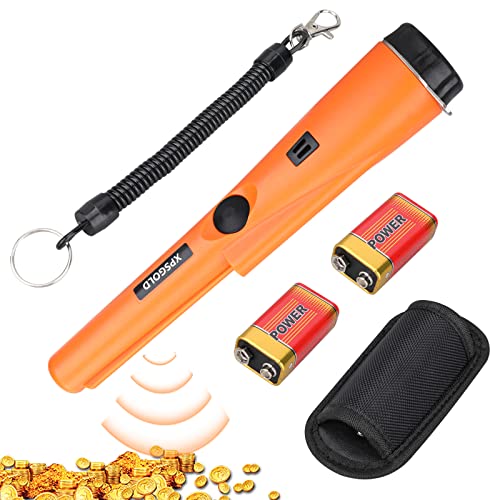 XPSGOLD Metal Detector Pinpointing,Waterproof Pinpointer 360 Degree Search Gold&Treasure Finder with Belt Holster &LED Indicator& Buzzer Vibration, XPSGOLD