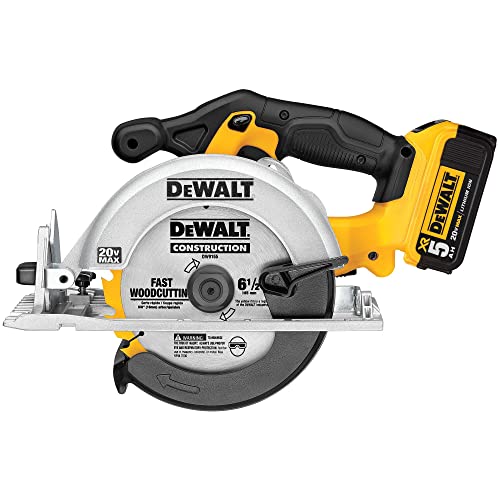 DEWALT 20V MAX 6-1/2-Inch Circular Saw Kit, with 5.0-Ah Battery and Charger (DCS391P1) DEWALT