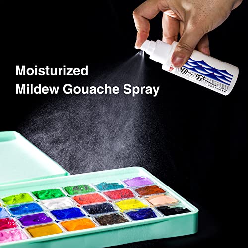 HIMI Gouache Paint Set, 41 Pcs Professional Art Painting Supplies Set with HIMI 24 Paints, 6 Paint Brushes, 2 Canvas Boards, Palette, Paint Knife, Artme