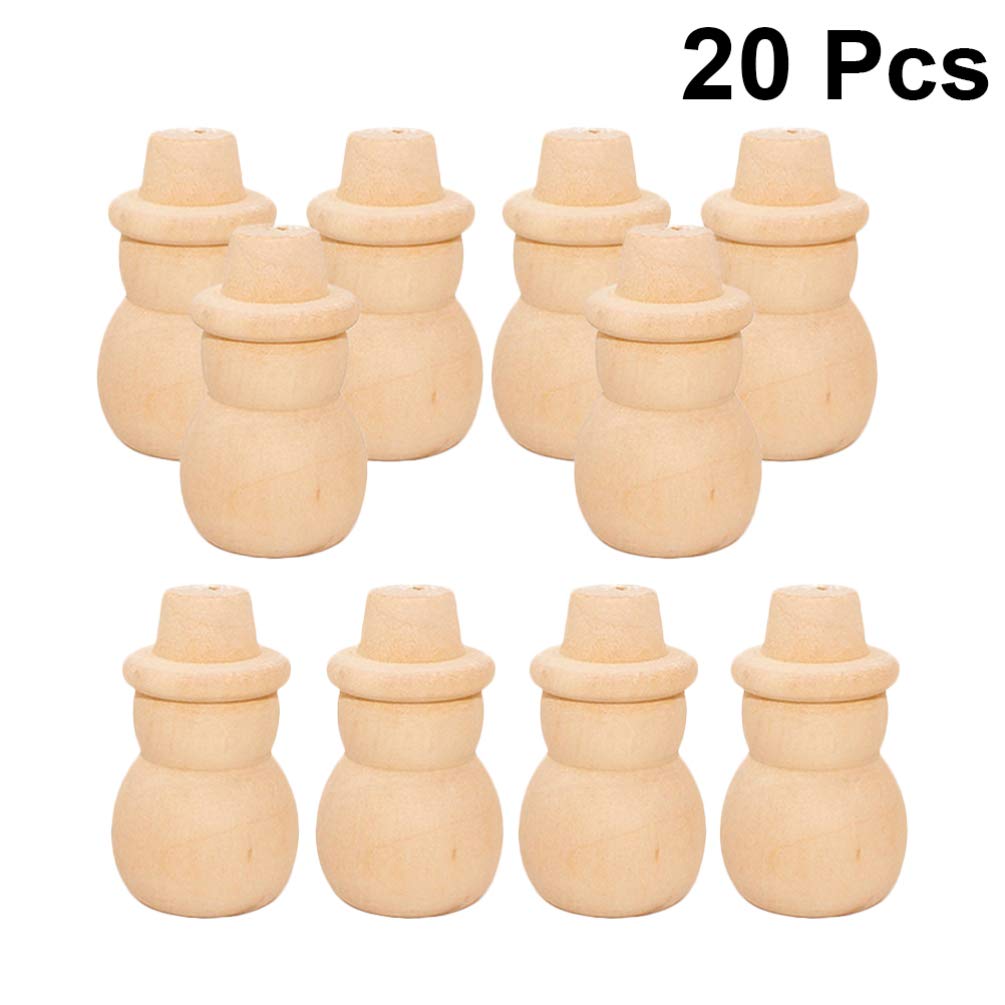 Happyyami 20 Pcs Wooden Dolls to Paint DIY Peg Doll Christmas Art for Kids Desktop Miniature Pine Tree Snowman Figurines Unfinished Peg Wooden Happyyami