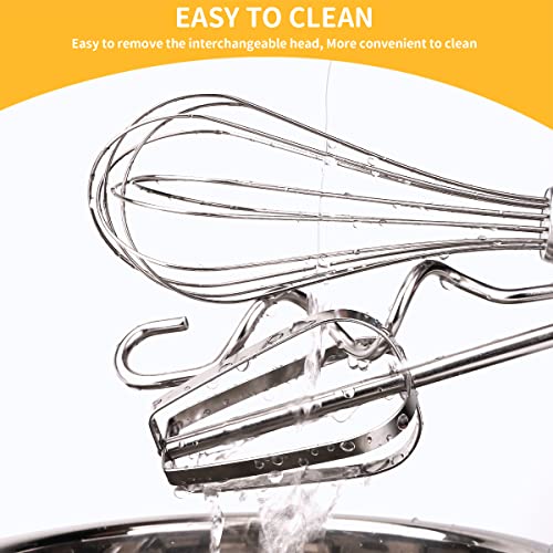 3-Piece Stainless Steel Hand Mixer Attachment Set - Whisk, Dough Hook, Egg Beater for Drills - Dishwasher Safe, 7.5 Inch (Drill Not Included) homicozy