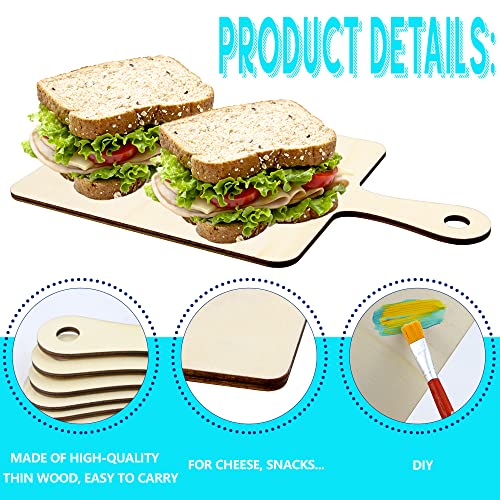 Vmiapxo 16 Pack Unfinished Wood Cutting Board Craft with Handle, Wooden Paddle Cheese Bread Board Set Chopping Board Serving Tray for Craft DIY Vmiapxo