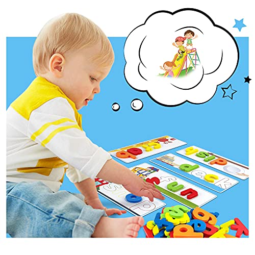 Officygnet See & Spell Learning Educational Toys and Gift for 3 4 5 6 Years Old Boys and Girls - Matching Letter Game for Preschool Kids - 80 Pcs of Officygnet