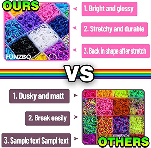 FUNZBO 2200+ Rubber Band Bracelet Kit - Bracelet Making Kit with Letter Beads, Charms and Accesscories, Birthday Gifts, Arts and Crafts for Kids, FUNZBO