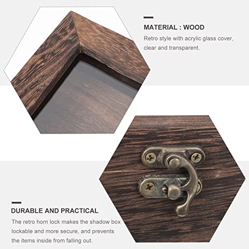 Mipcase Wood Glass Top Jewelry Display Case Accessories Storage, Wooden Jewelry Tray for Collectibles, Home Organization Box with Metal Clasp and Mipcase