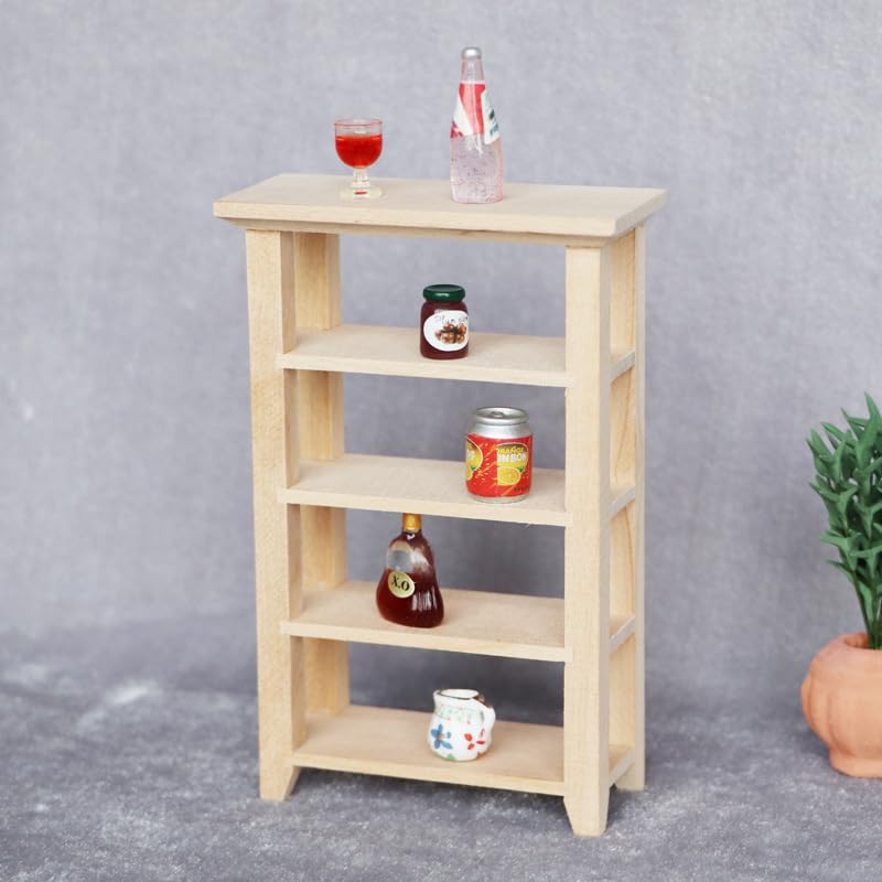 AirAds Dollhouse 1:12 Scale Dollhouse Miniature Furniture Bookcase Unfinished Wood Air-Ads Supplies