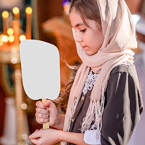 Fan Handle Craft Sticks Wavy Wooden Sticks, Blank White Cardstock, Double Sided Tape Church Fans for DIY Crafting Painting Hand Held Parlor Fans Kathfly