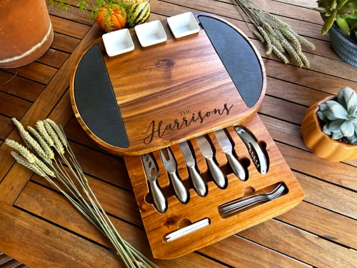 Personalized Charcuterie Board Set/19pcs Cheese Board And Knife Set, Realtor Closing gift, Custom Charcuterie board, Wedding Gift WoodArtSupply