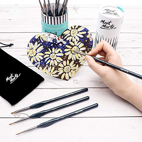 Mont Marte Signature Detail Brush Collection, 15 Piece, Taklon Bristles, Suitable for Acrylic, Oil, Watercolor and Gouache Paints, Includes Storage MONT MARTE