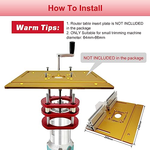 Router Table Lift Base, Router Lift Base Aluminum Alloy Stainless Steel 4 Jaw Clamping Router Table Lifting System Base Yosoo Health Gear